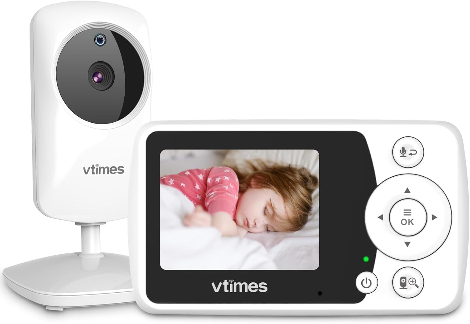 Baby Monitor with Camera and Audio, Video Baby Monitor No WiFi Night Vision 2.4 LCD Screen Portable Baby Camera Monitor Alarm Lullaby Temperature Sensor and 1000ft, Ideal for Baby/Elderly/Pet